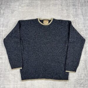 Woolrich Sweater Mens XL Blue Deep Navy Mix Vintage Y2K Wool Crewneck Pullover